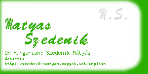 matyas szedenik business card